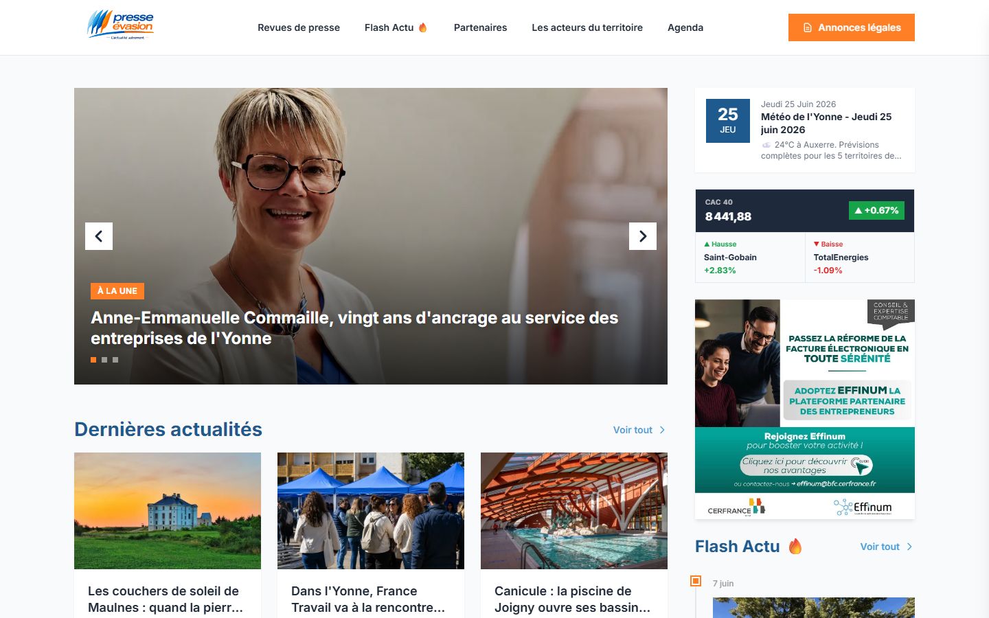 Page d’accueil du site Presse Évasion
